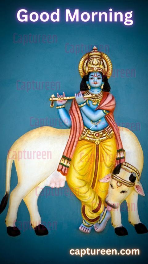 Good Morning Quotes with Krishna Images Blessings