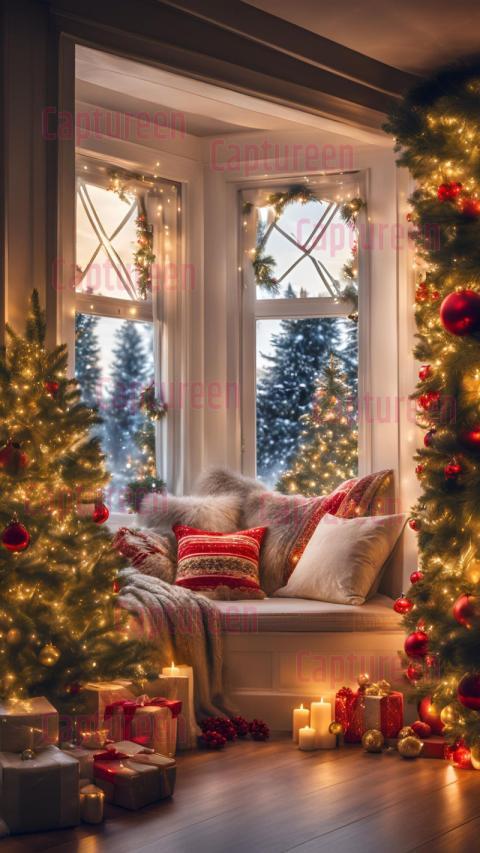 Creative Bay Window Christmas Decorations with Holiday Charm