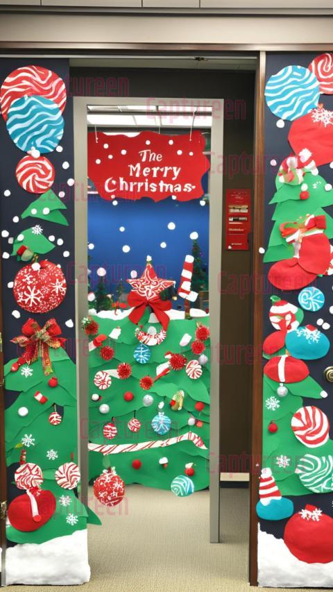 Festive Christmas Door Decorations for Office Contest Success