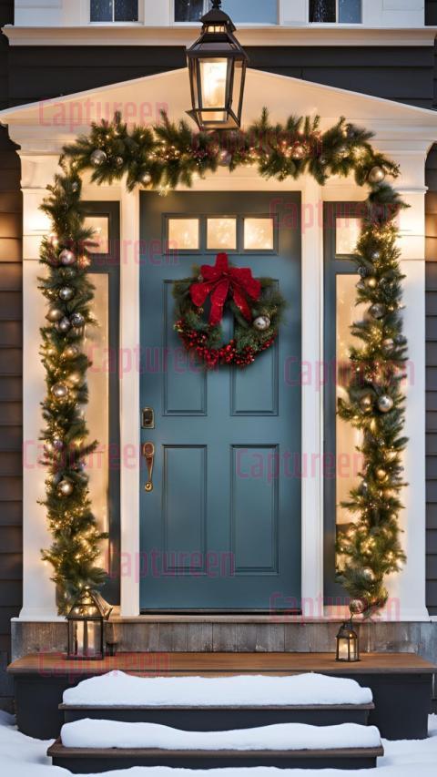 Graceful Front Door Christmas Decorations for a Magical Entryway