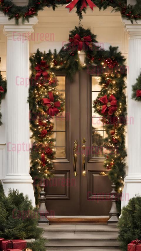 Sophisticated Front Door Christmas Decorations with Holiday Charm