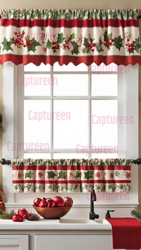 Charming Xmas Kitchen Curtains with Seasonal Designs