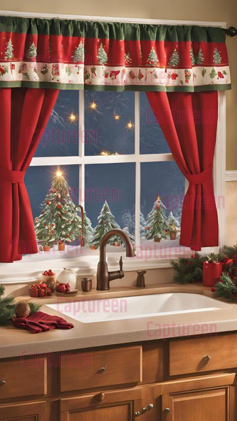 Festive Xmas Kitchen Curtains for a Holiday Touch