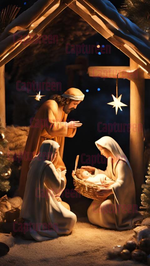 Elegant Christmas Crib Images HD with Nativity Scenes