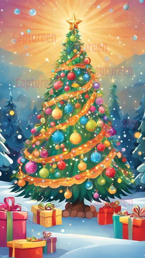 Bright and Cheerful Christmas Tree Cartoon Image for the Season