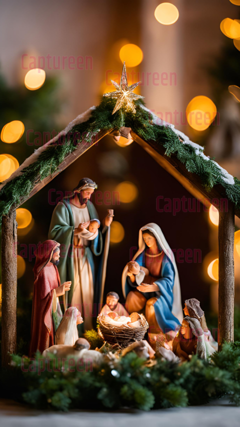 Beautiful Merry Christmas Crib Images with Nativity Scenes