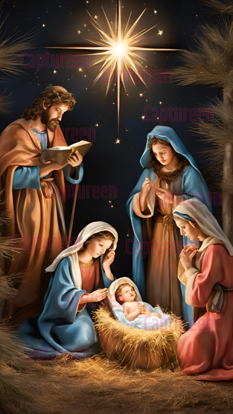 Elegant Merry Christmas Crib Images with Festive Decorations