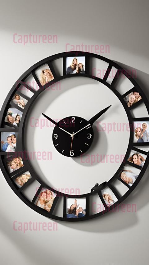 Modern Wall Clock with Photo Frame for a Decorative Touch