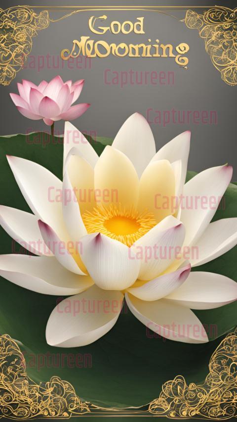 Good morning image lotus to symbolize peace and purity