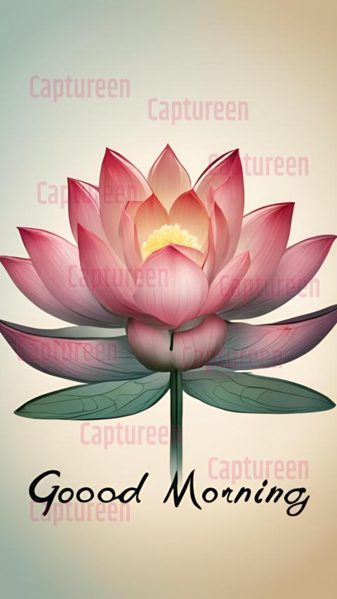 Good morning image lotus with serene floral beauty