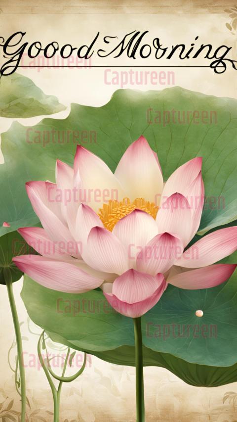 Good morning images lotus flower with vibrant morning vibes