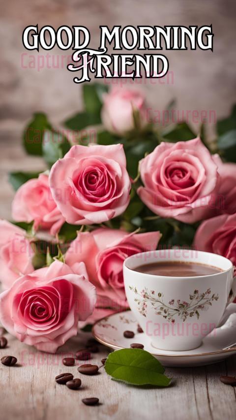 Good morning images with roses and coffee to brighten your day