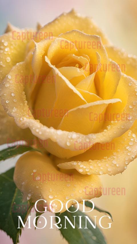 Peaceful Good Morning Images Yellow Rose with Warm Wishes