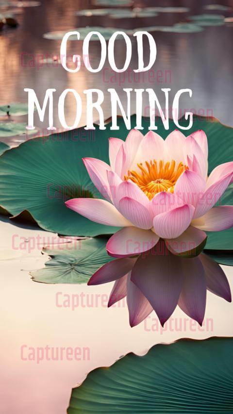 Elegant Lotus Flower Good Morning Images with Tranquil Vibes