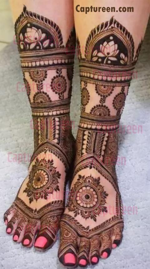 easy leg mehndi design images