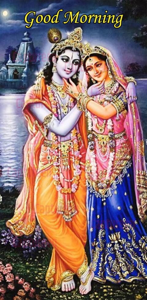 Radhe Krishna Good Morning Image with Spiritual Serenity