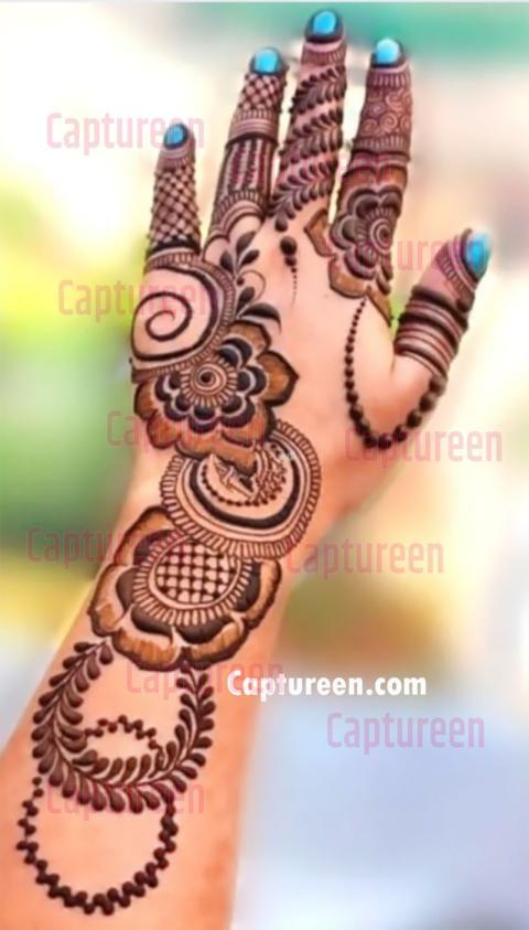 back mehndi design flower