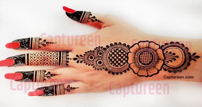 flower mehndi design for back hand