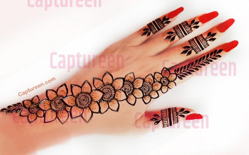 flower mehndi design back hand