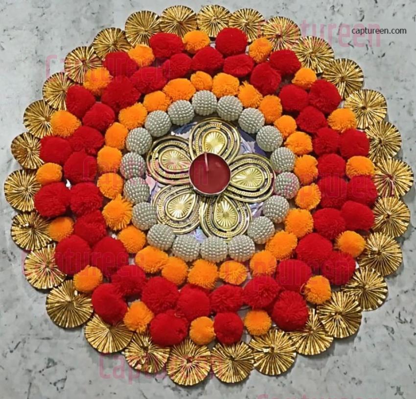 pom pom rangoli designs