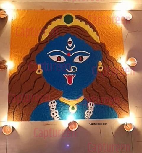 rangoli design for kali chaudas