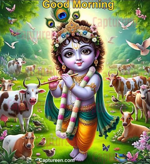 Good morning image Shri Krishna charm