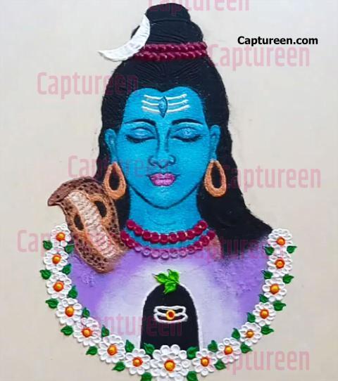 shiva face rangoli