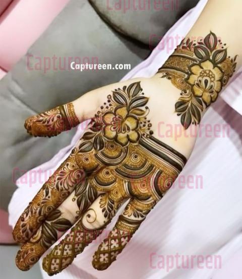 front hand palm mehndi design