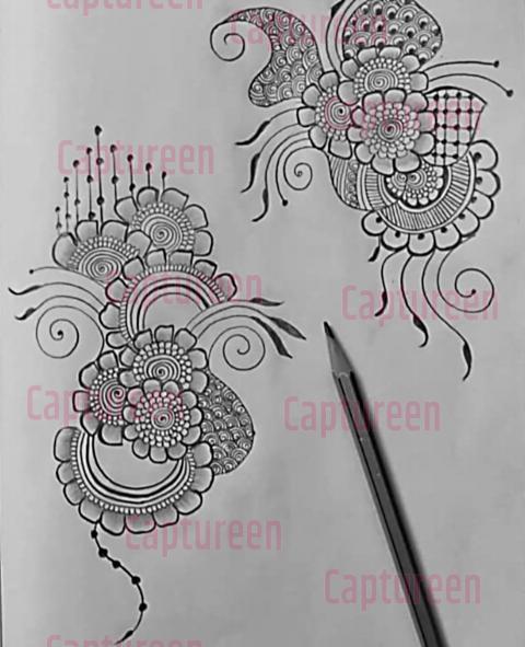 simple mehndi designs on paper with pencil