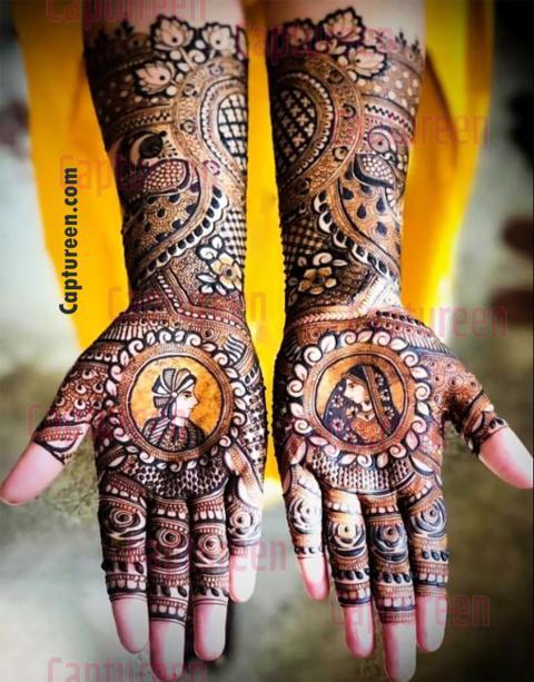 easy raja rani mehndi design