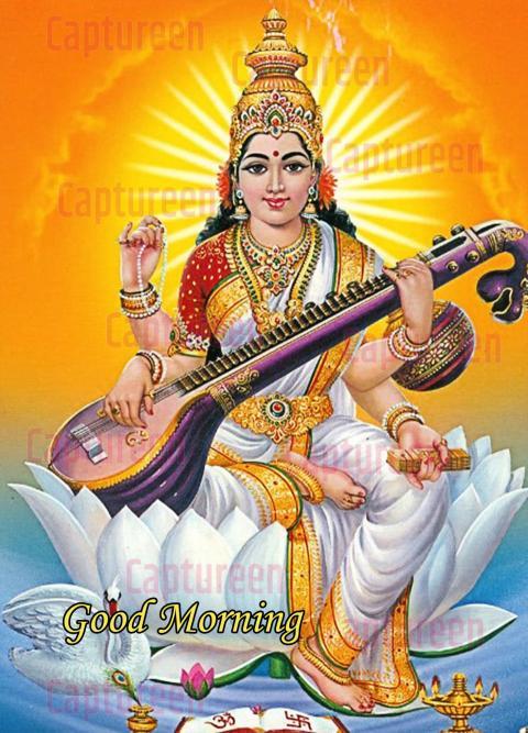 Saraswati Puja Good Morning Images with Divine Blessings