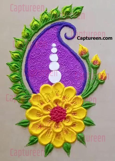 simple rangoli around chaurang