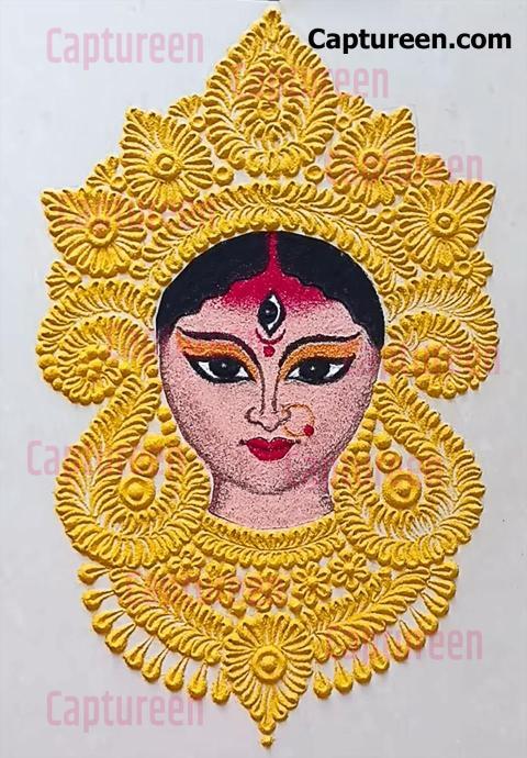 durga maa face rangoli