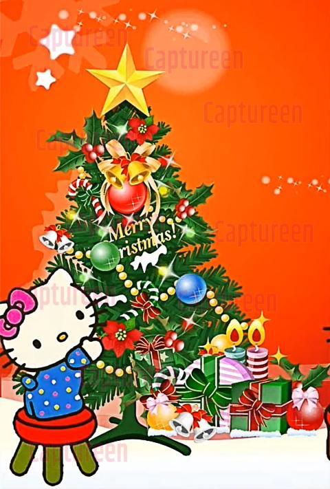 Adorable Pink Hello Kitty Christmas Wallpaper Design