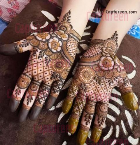 easy rose flower mehndi design