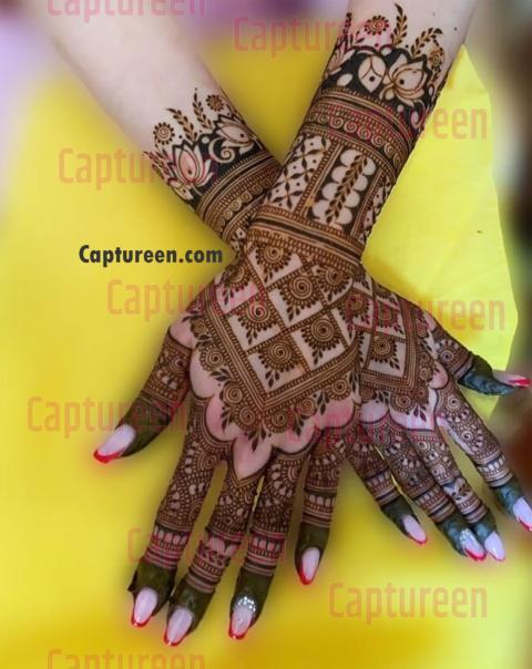 bridal lotus mehndi design